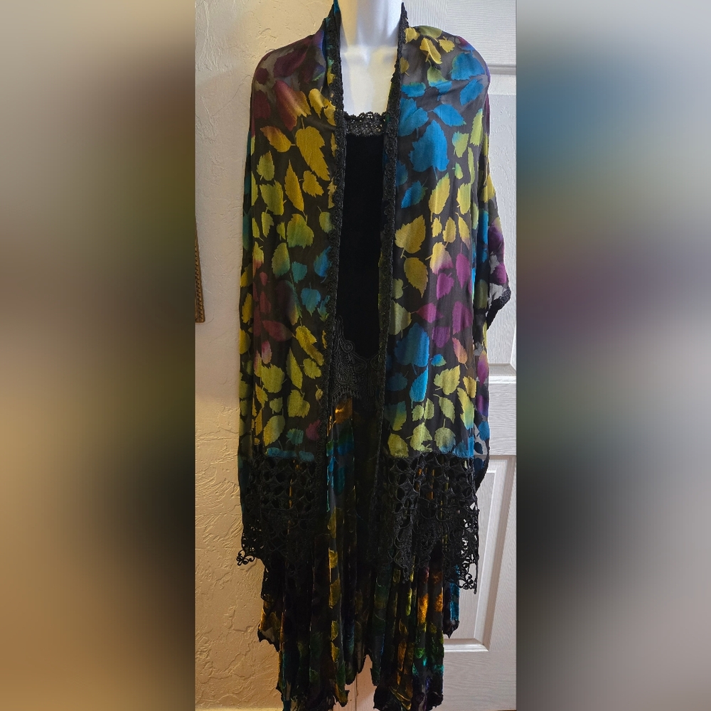 Vintage Black Velvet Martin McCrea Dress with Matching Shawl
